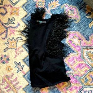Black Feathered Anthropologie top (Eva Franco) size M